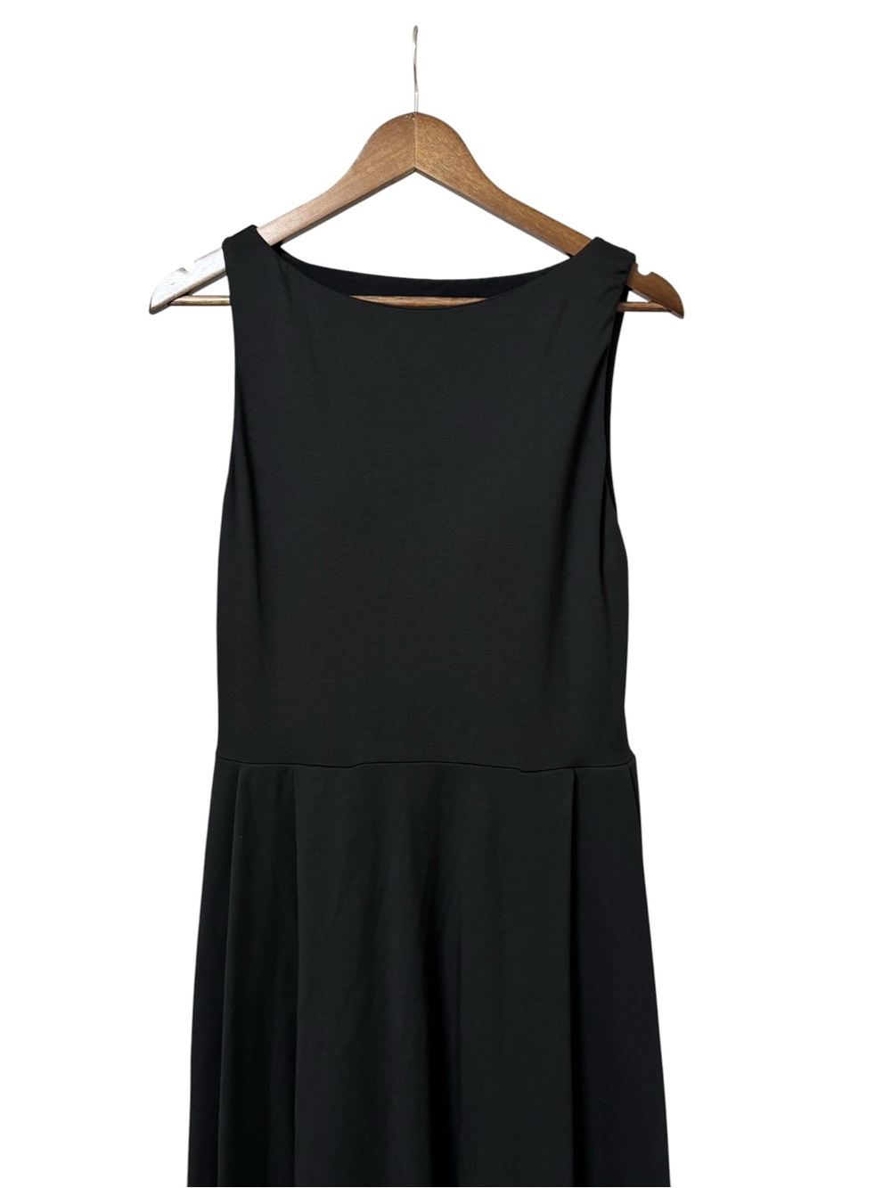 OGL Black sleeveless bamboo sculpting stretch ponte boatneck chic midi dress L - Picture 8 of 16